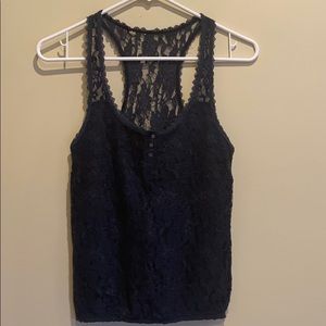 Gilly Hicks size Small navy blue lace tank top
